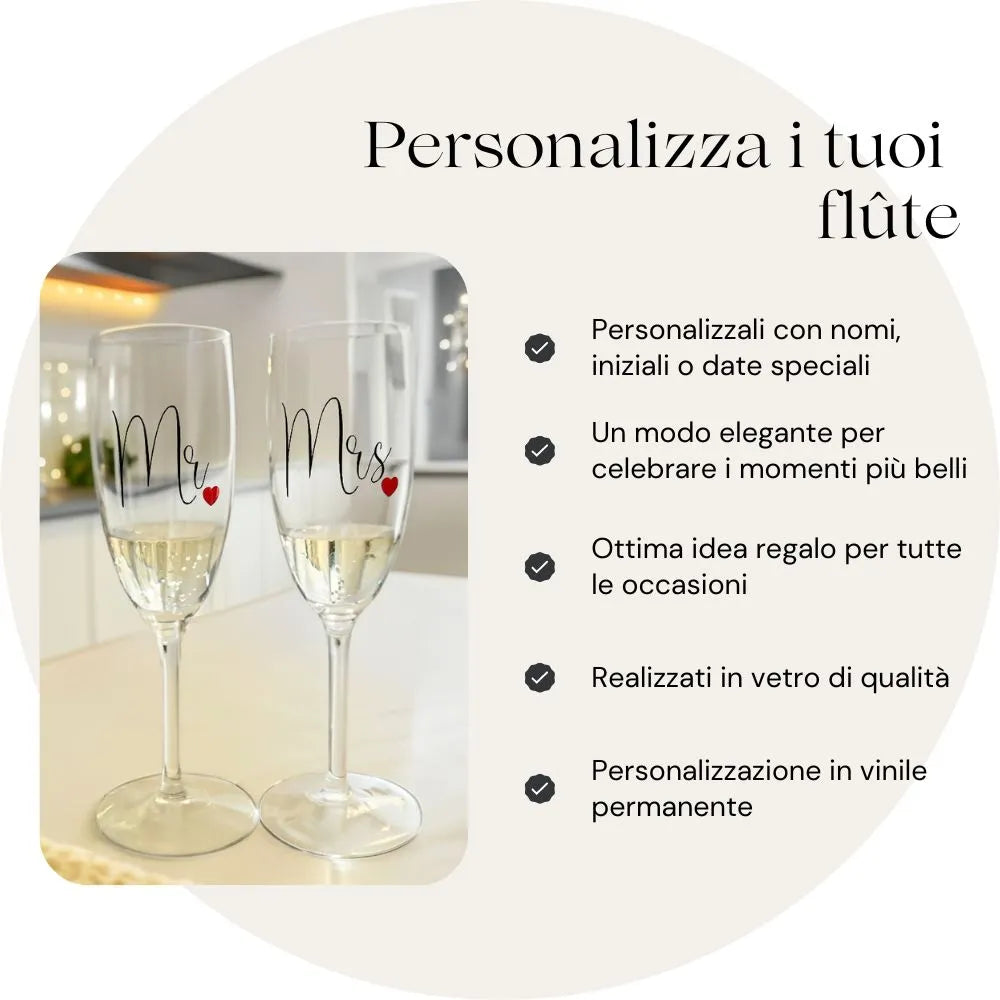 Set 2 bicchieri flûte personalizzabili