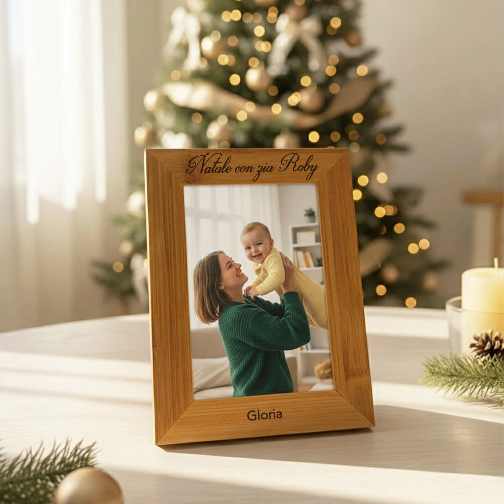 Cornice in legno naturale per foto 15x10 cm personalizzata
