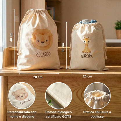 Sacca cambio in cotone GOTS disponibile in formato piccolo e grande