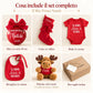 Infografica del Set Completo Primo Natale con sfera in vetro, calza, body, bavaglino, peluche e box regalo inclusa
