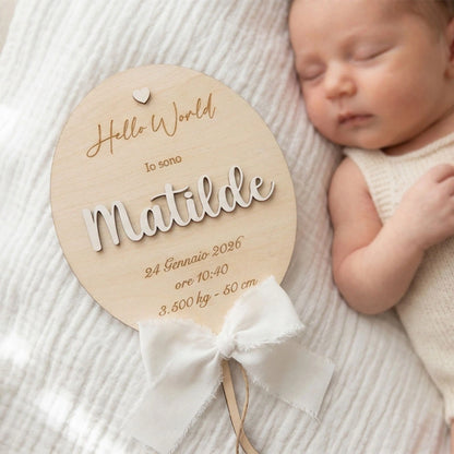 Set di palloncini in legno personalizzati per nascita e crescita bambino