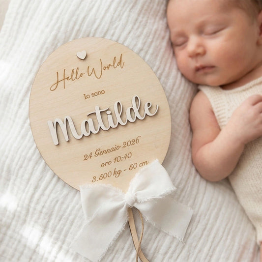 Set di palloncini in legno personalizzati per nascita e crescita bambino