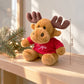 Peluche renna di Natale personalizzato con nome sulla maglietta rossa, altezza 15 cm