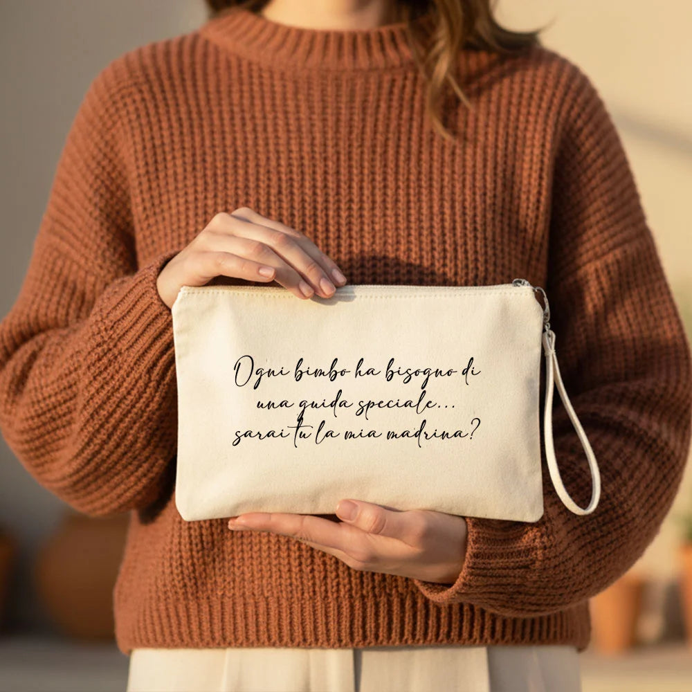 Pochette elegante in cotone natural o nero per madrina