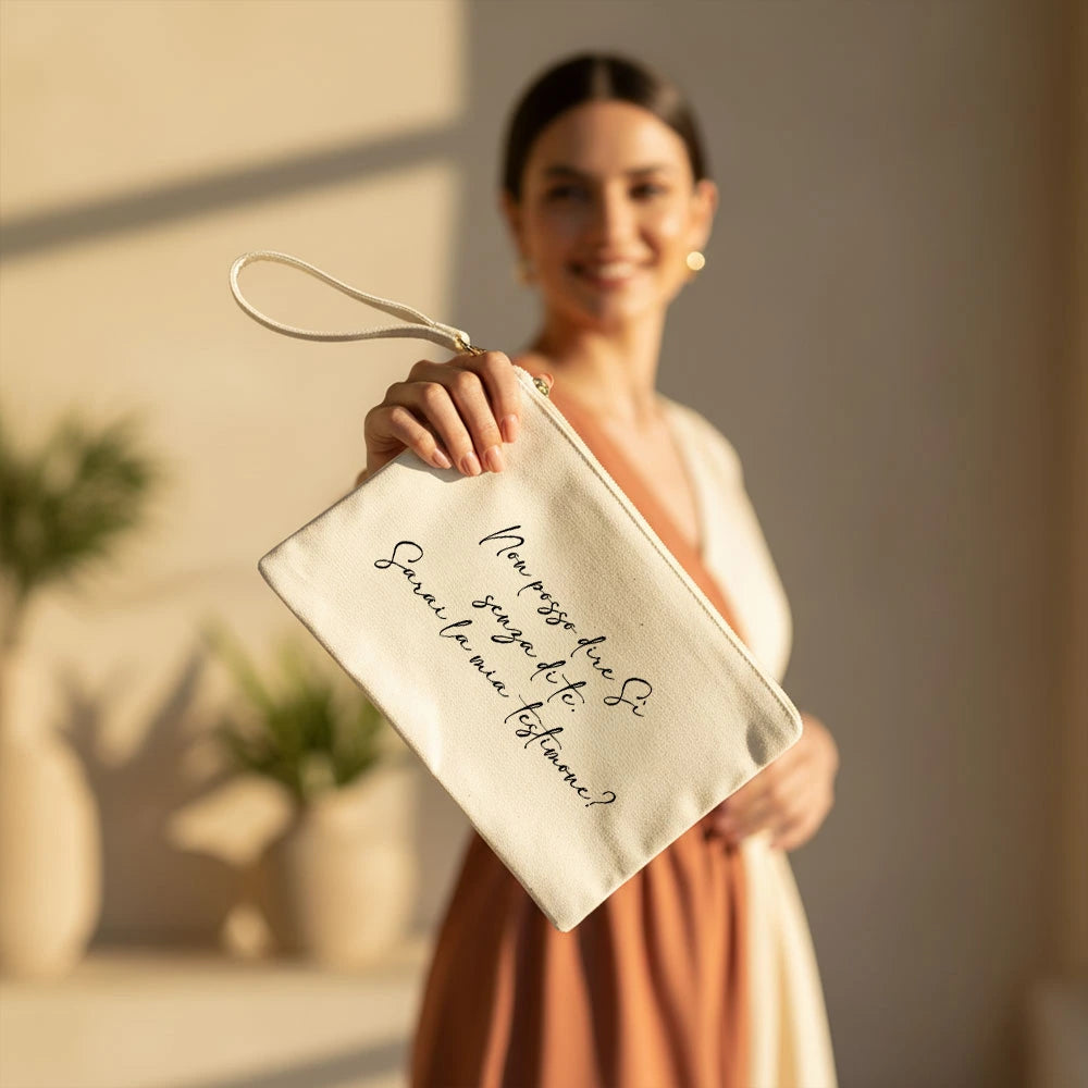 Pochette personalizzata per testimone con nome e dedica