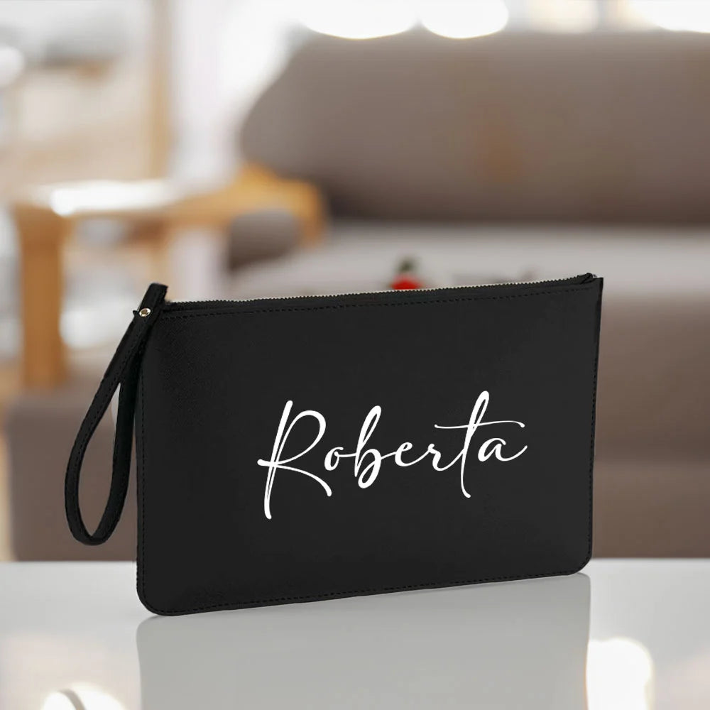 Pochette in Pelle Saffiano Personalizzabile con nome e frase Disponibile in 2 Colori