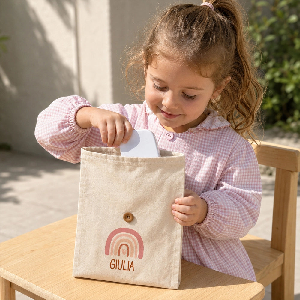 Porta merenda in cotone con disegni