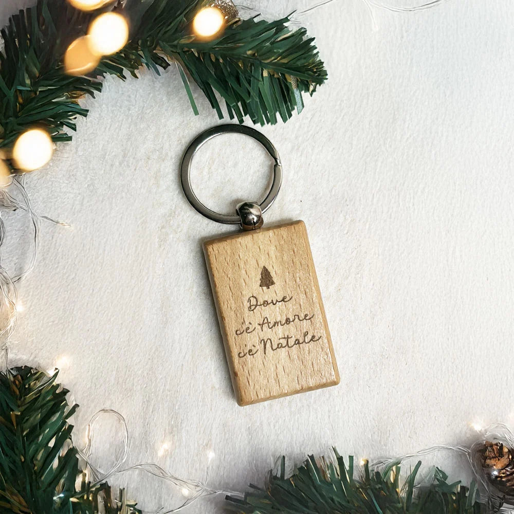 Portachiavi in Legno Rettangolare con Nome e Frase