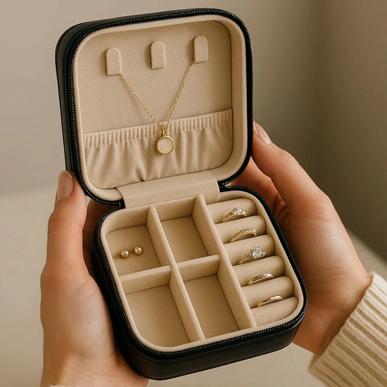 Portagioie quadrato in pelle nero