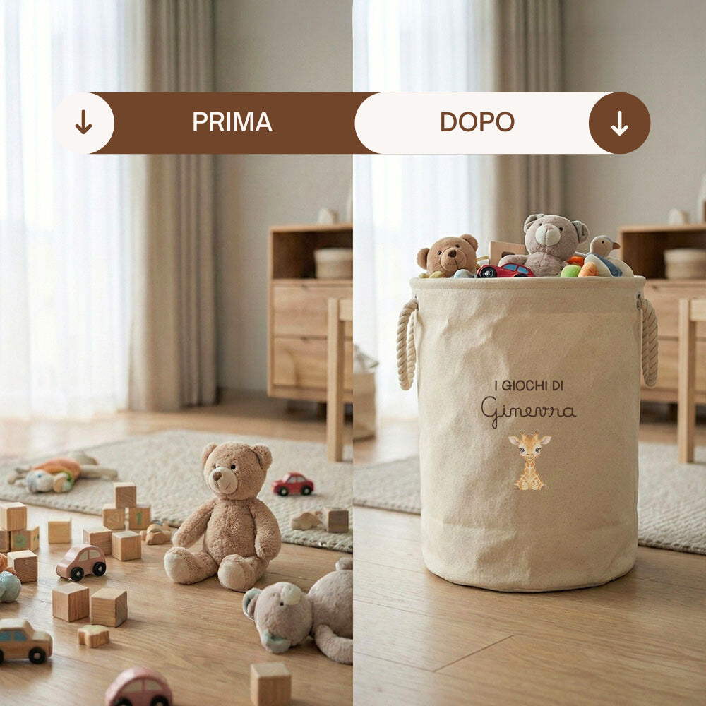 Portagiochi 610 gsm resistente per cameretta stile montessori