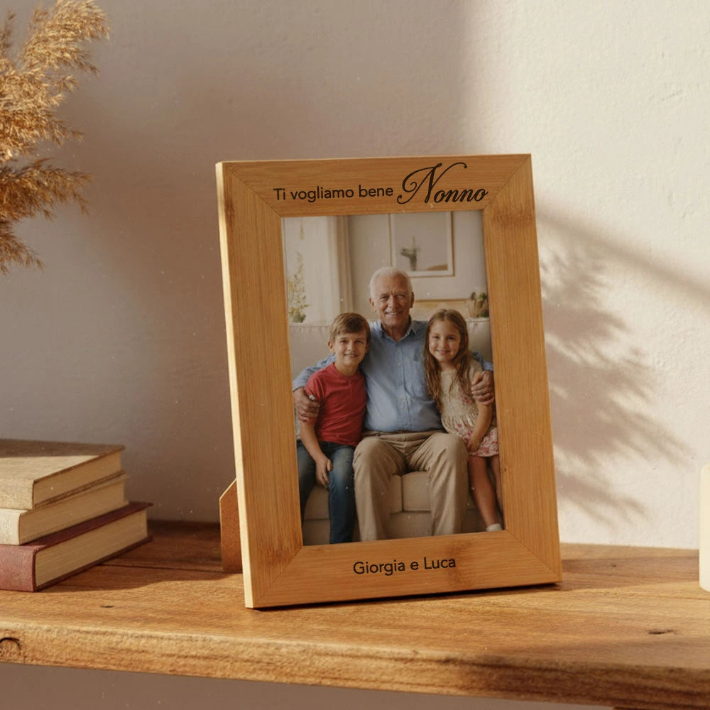 Cornice Portafoto Personalizzata per i Nonni - Quadretto in Bambù Naturale