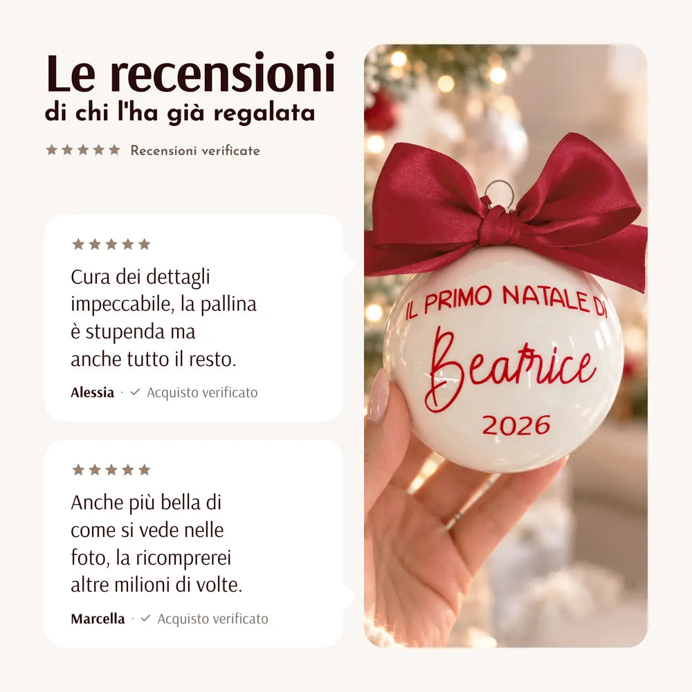 Recensioni verificate di clienti che hanno regalato la sfera di Natale personalizzata Il primo Natale di