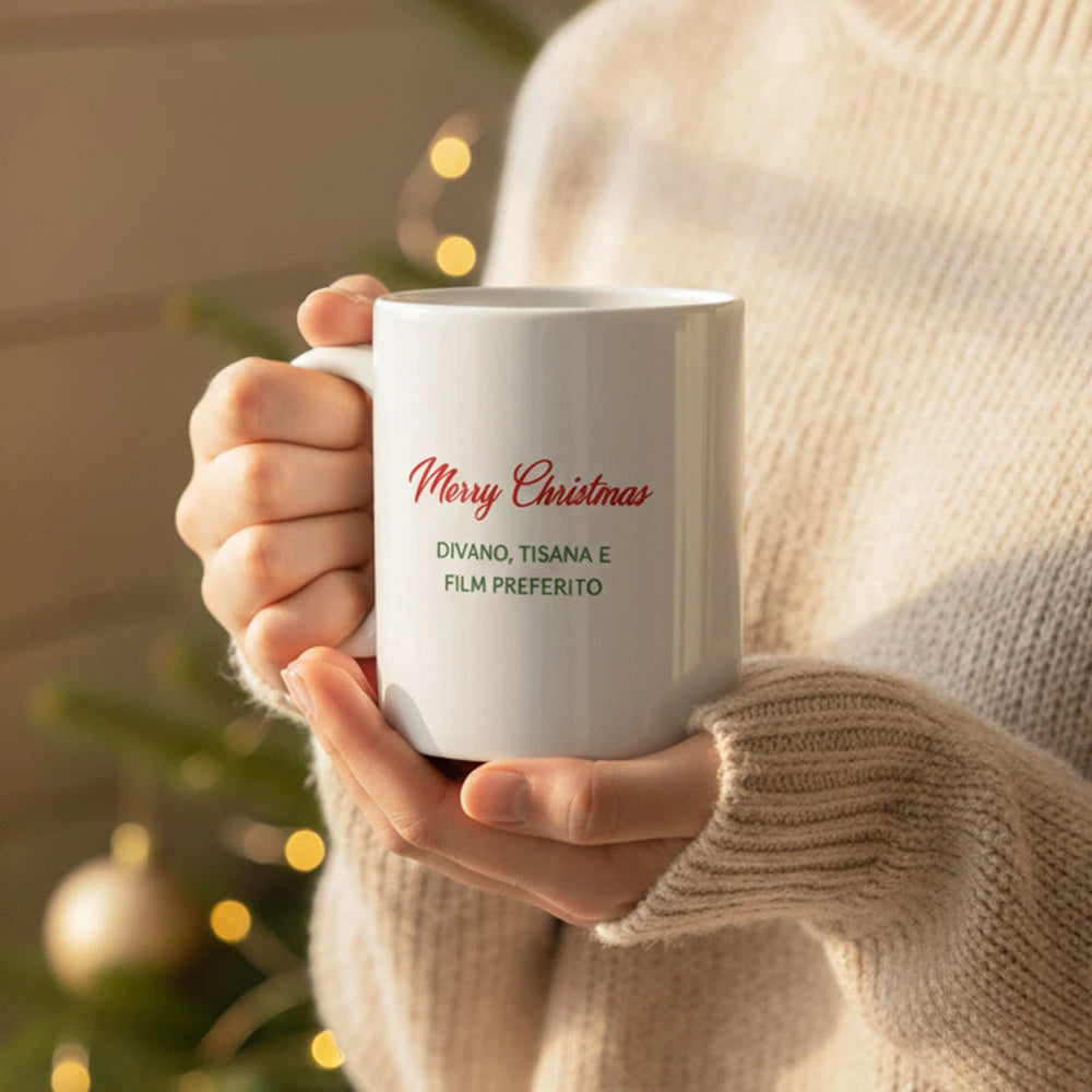 Tazza in ceramica Merry Christmas con dedica sul retro