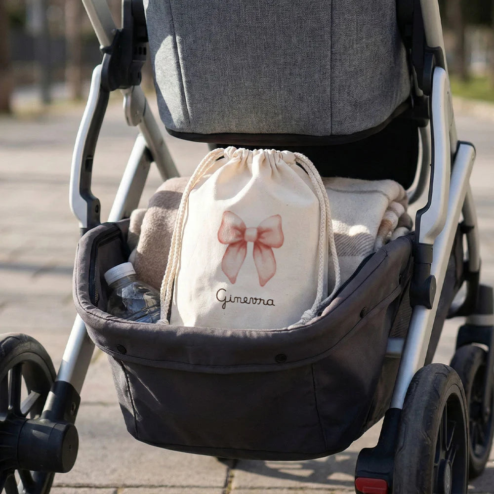 Sacca asilo personalizzata con doppia coulisse laterale