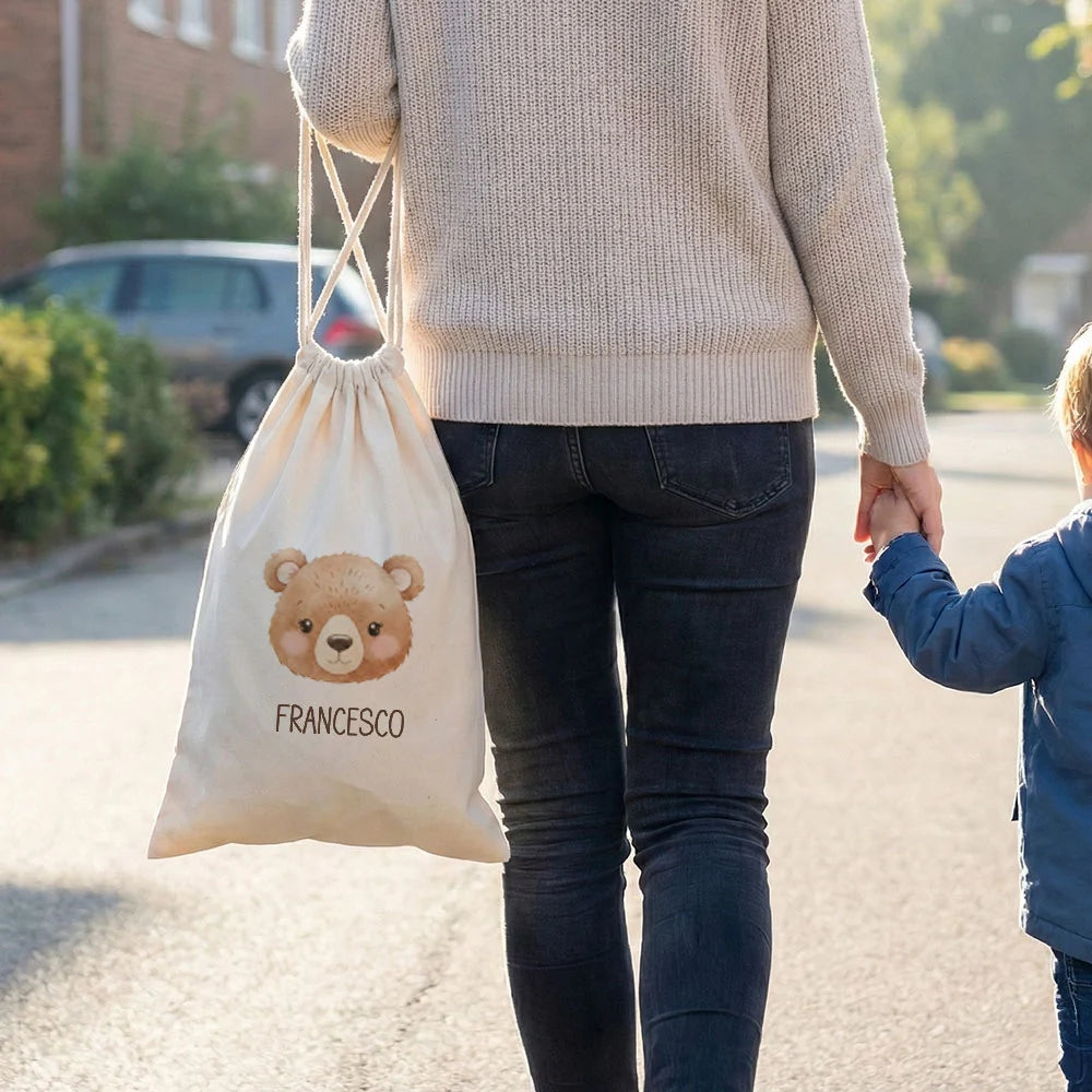 Sacca personalizzata con nome in corsivo o stampatello