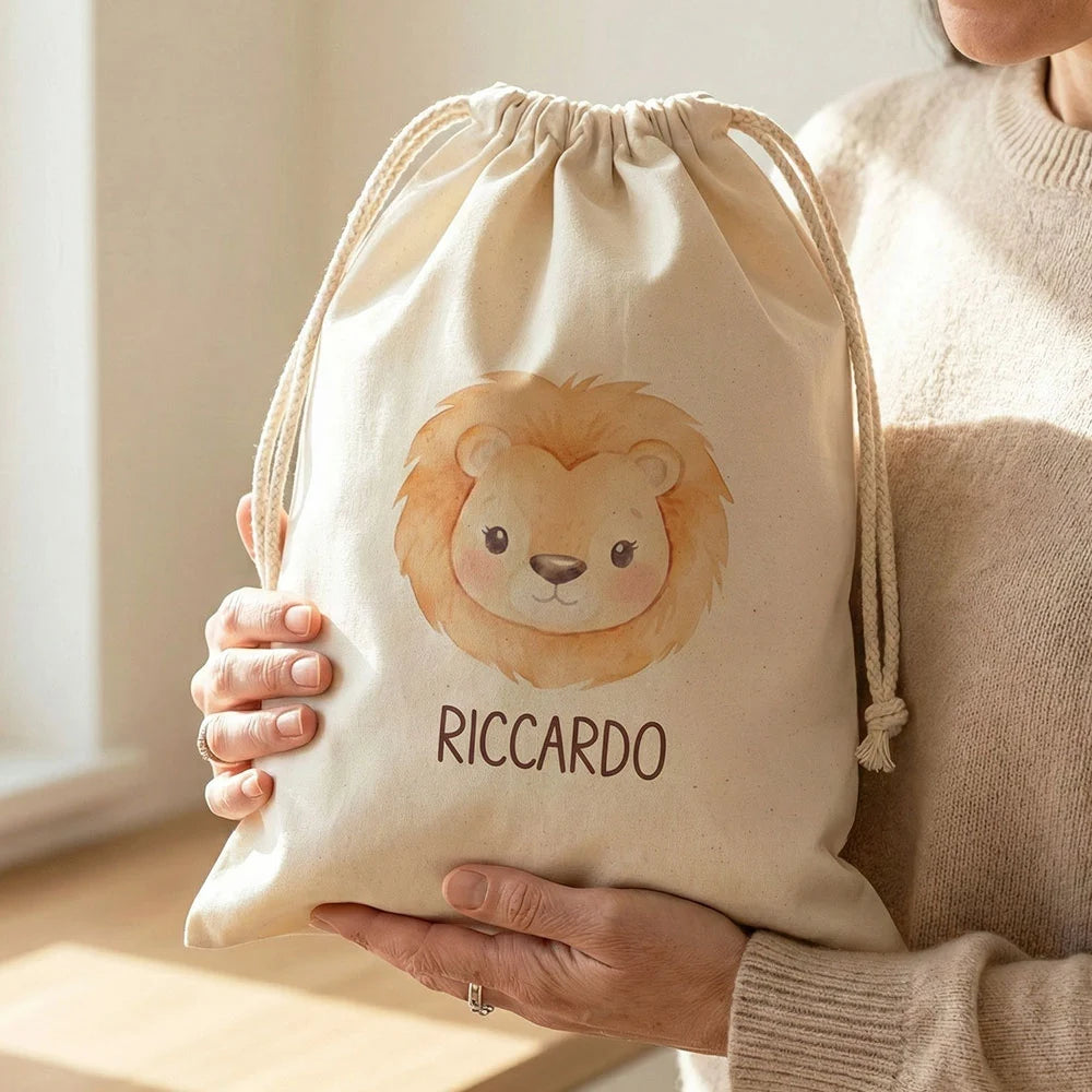 Sacco personalizzato con nome in corsivo o stampatello