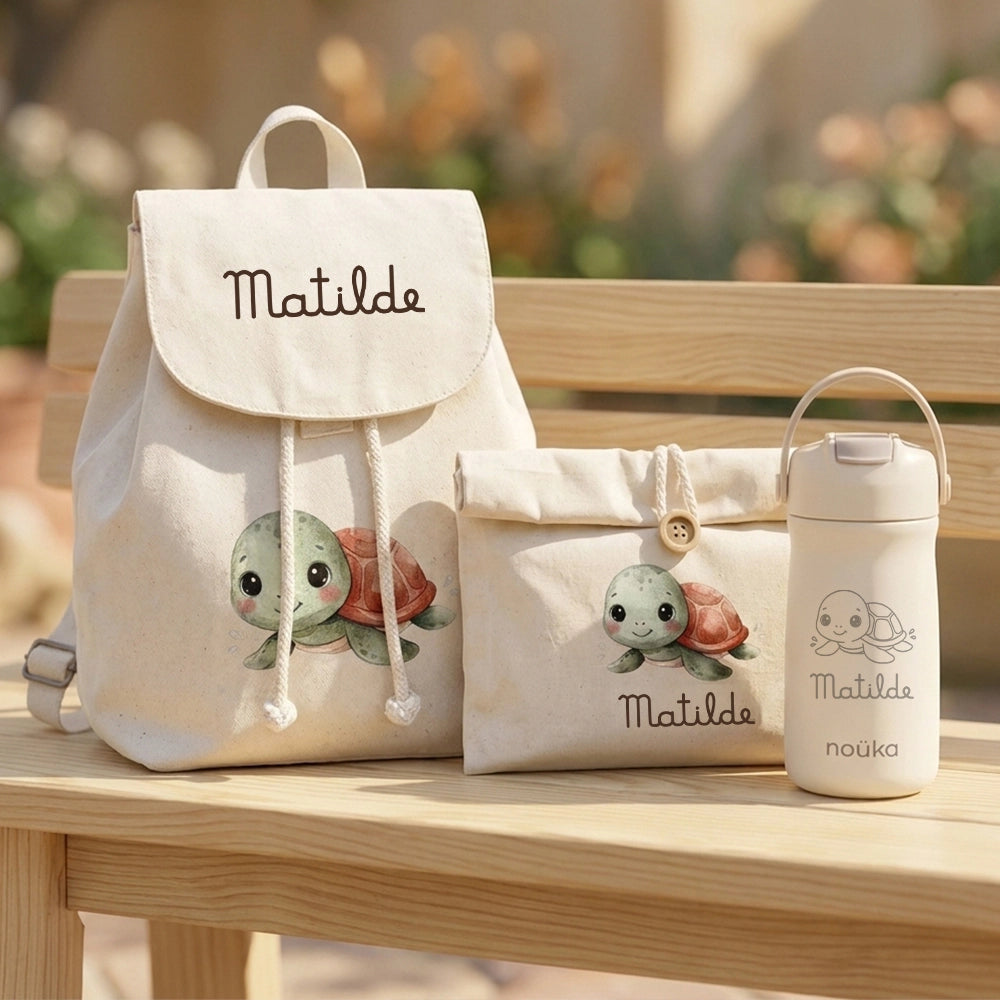 Set asilo con zaino, portamerenda e borraccia