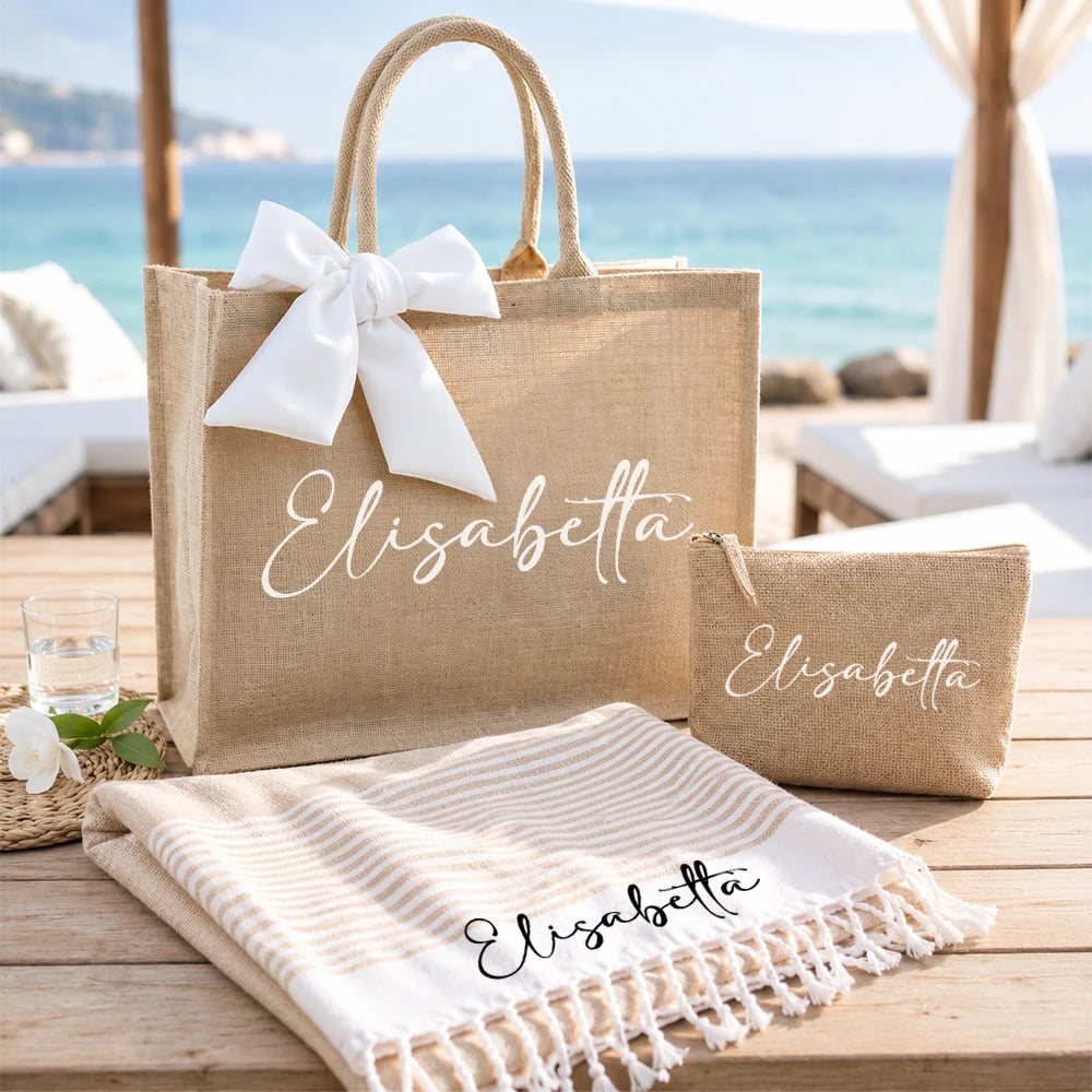 Coordinato con borsa pochette e telo