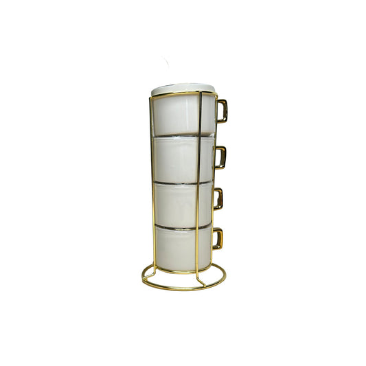 Set 4 tazze con bordatura in oro