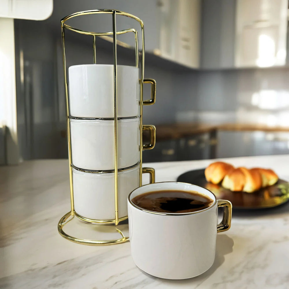 2 Organizzatori Impilabili Per Tazze Da Caffè - Nero E Grigio Per Risparmiare Spazio - Foto 2