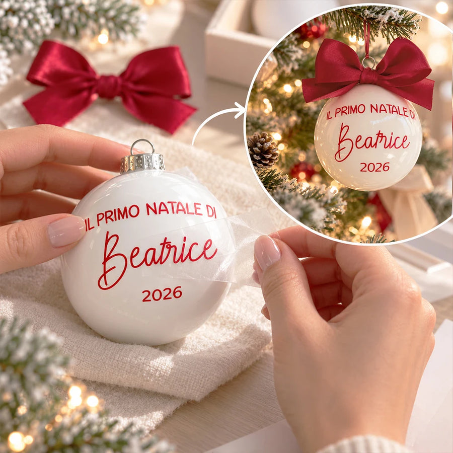 Personalizzazione della sfera per il primo Natale con anteprima del risultato finale