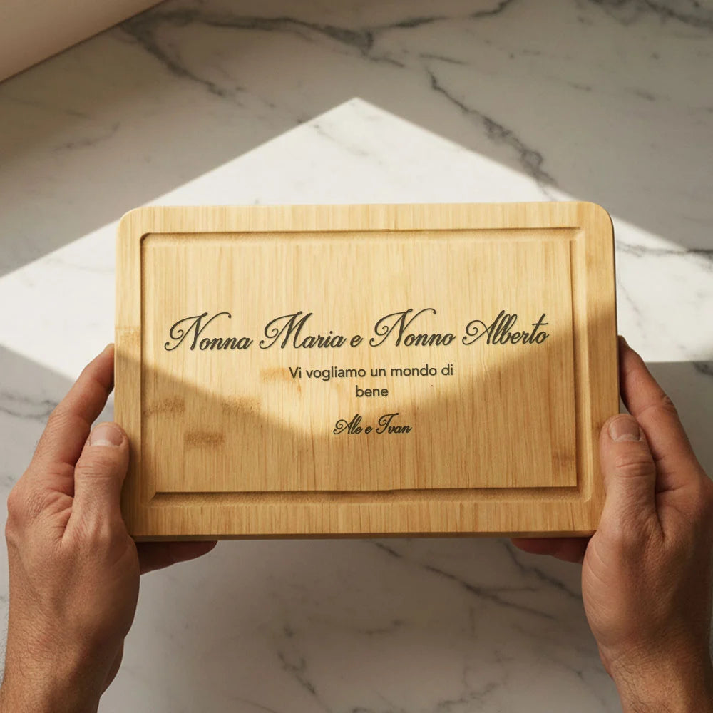 Tagliere 30x20 cm con dedica personalizzata per i nonni