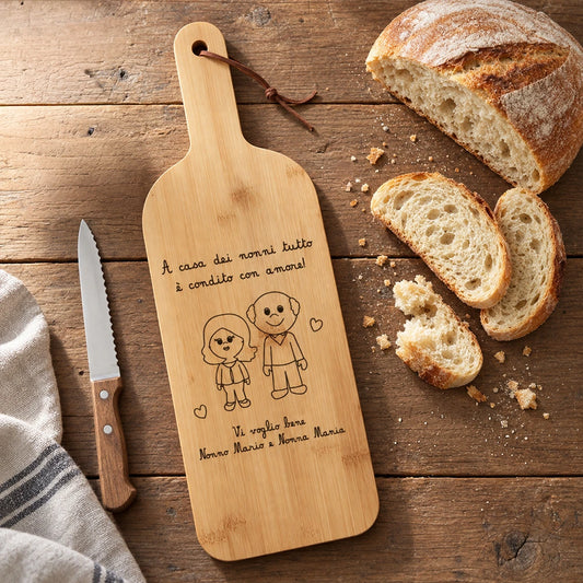 Tagliere in bambù personalizzato per i nonni con frase fissa