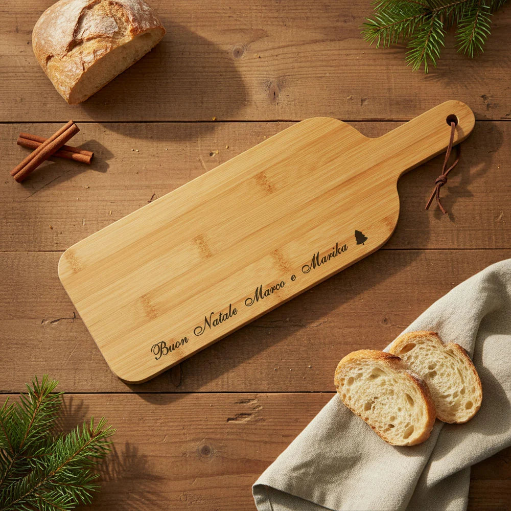 Tagliere in bambù di Natale con frase