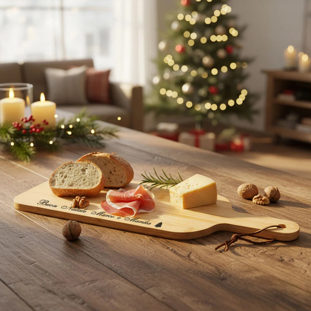 Tagliere in bambù di Natale con frase