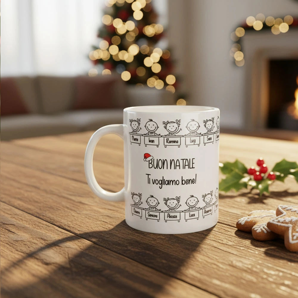 Tazza di Natale per maestre con alunni