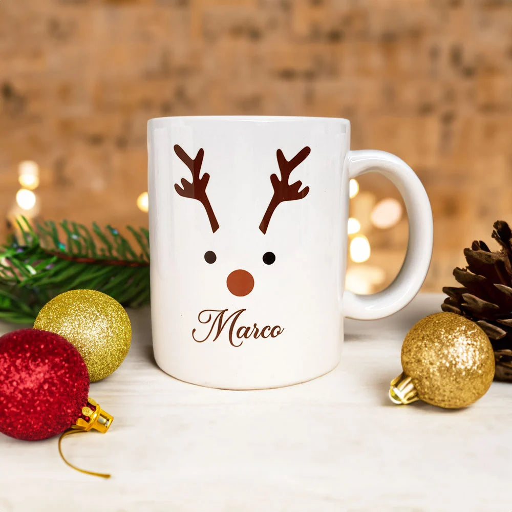 Tazza con renna e nome - Modello Brown