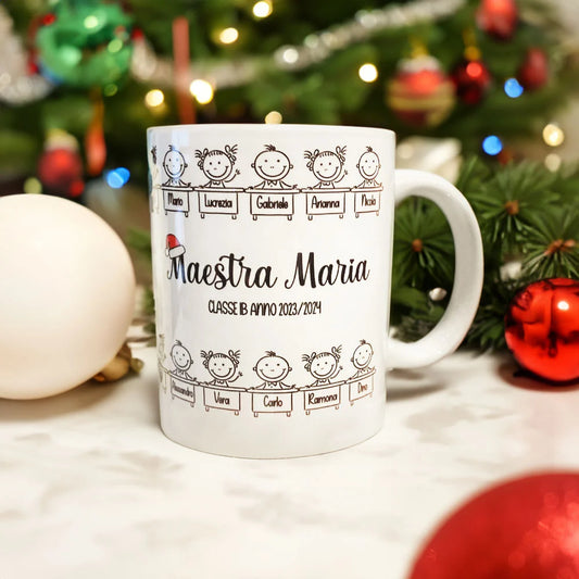 Tazza di Natale per maestre con alunni