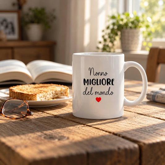 Tazza in ceramica con scritta Nonno migliore del mondo