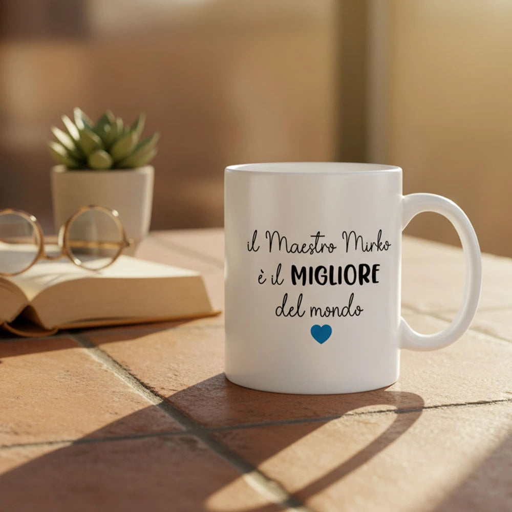 Tazza personalizzata "Maestro/Maestra migliore del mondo"