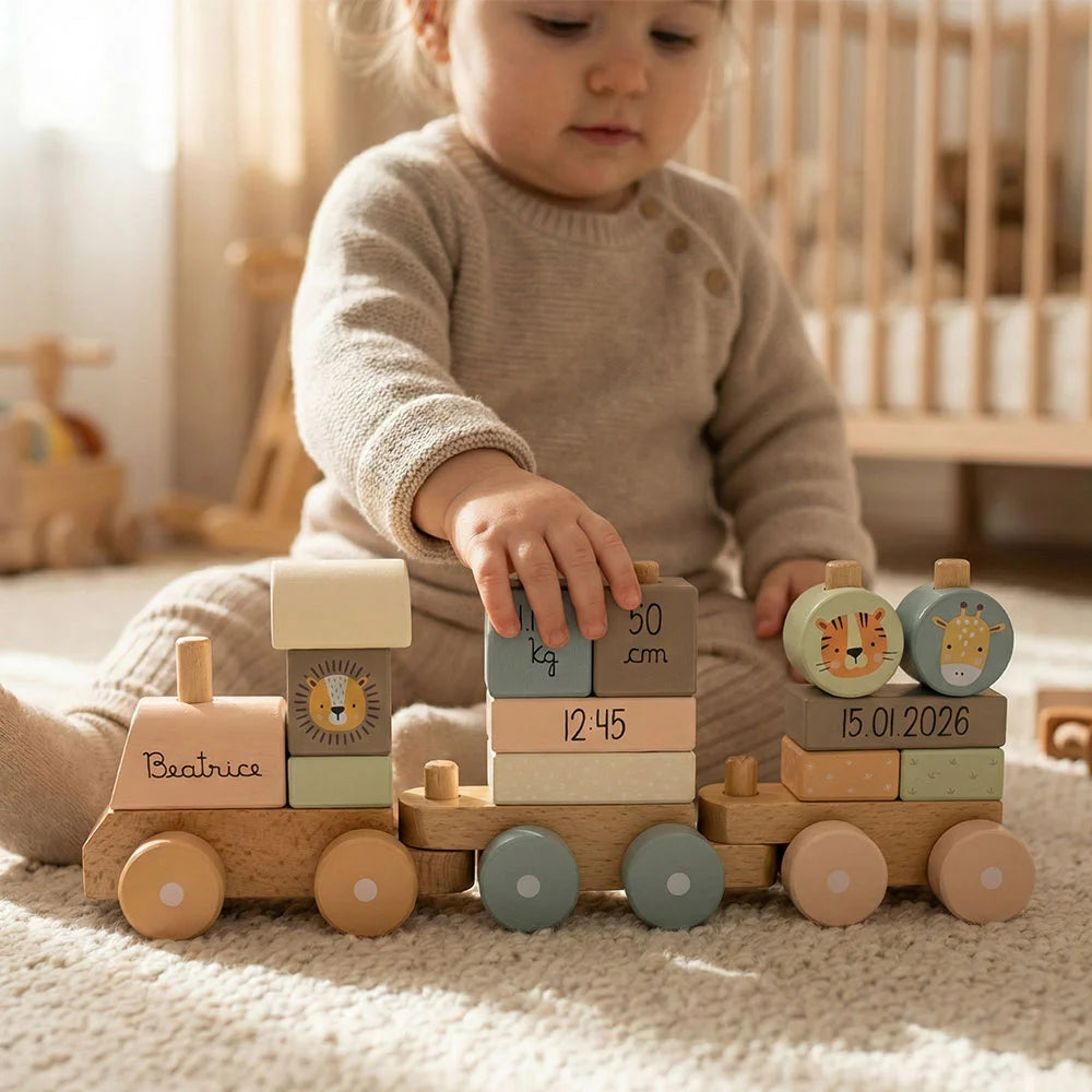 Gioco in legno certificato CE con incisione laser nascita