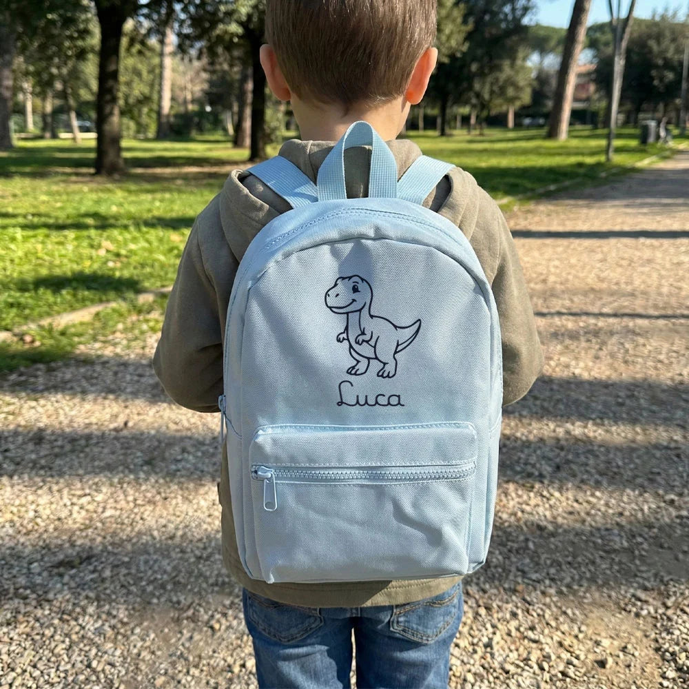 Zaino per asilo colore azzurro con stampa coordinata