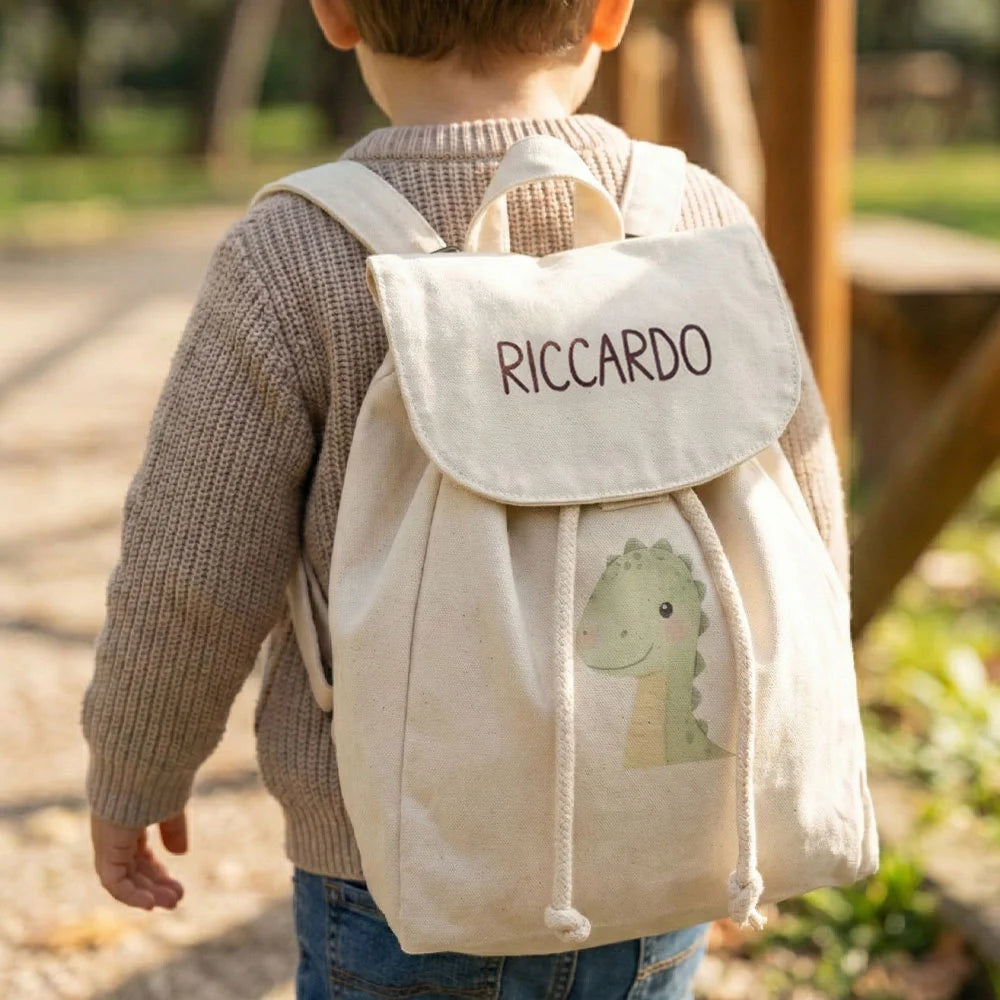 Zaino personalizzato bambino in cotone biologico con nome