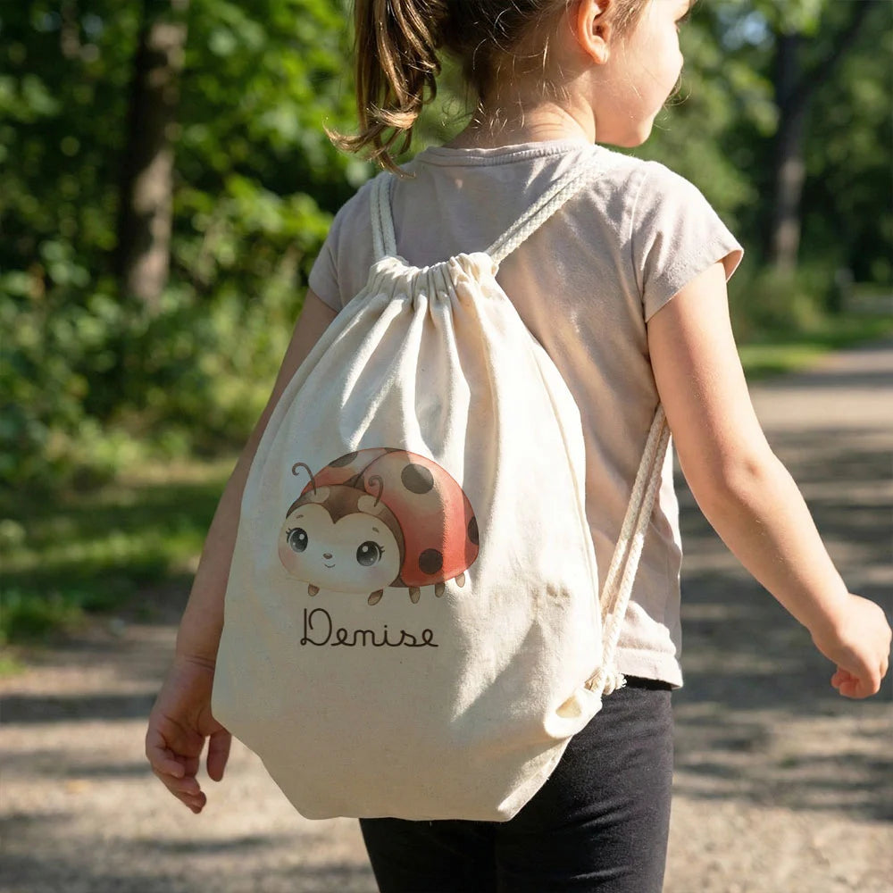 Sacca cambio bambino in cotone bio con chiusura a coulisse in corda