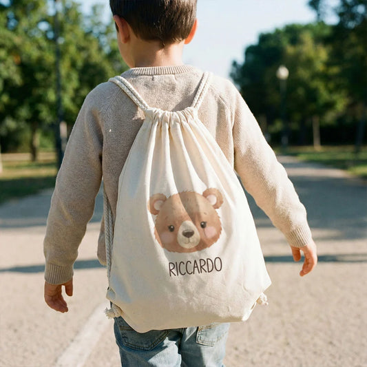 Sacco per cambio asilo capiente in cotone certificato GOTS