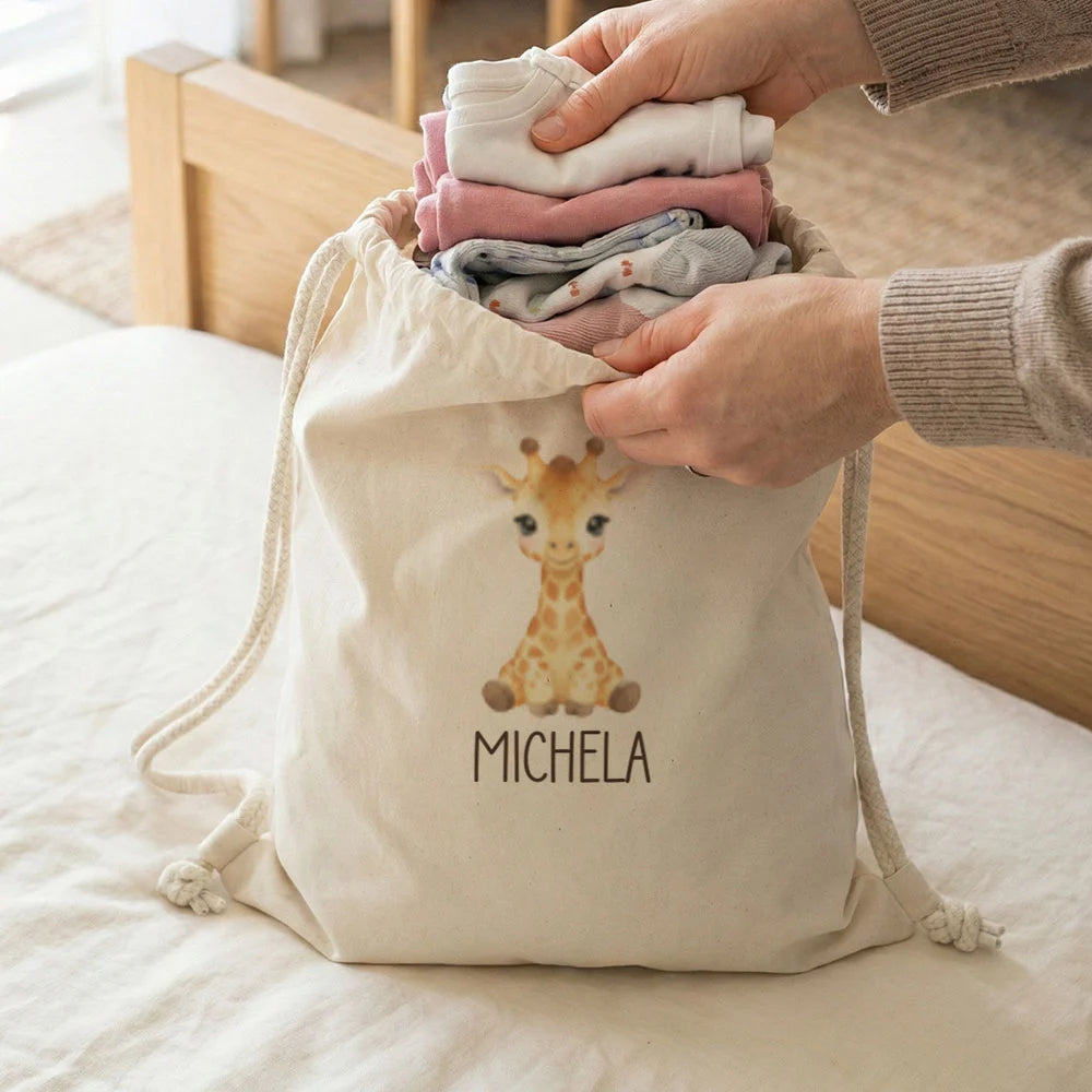 Dettaglio stampa pressata a caldo su tessuto in cotone biologico