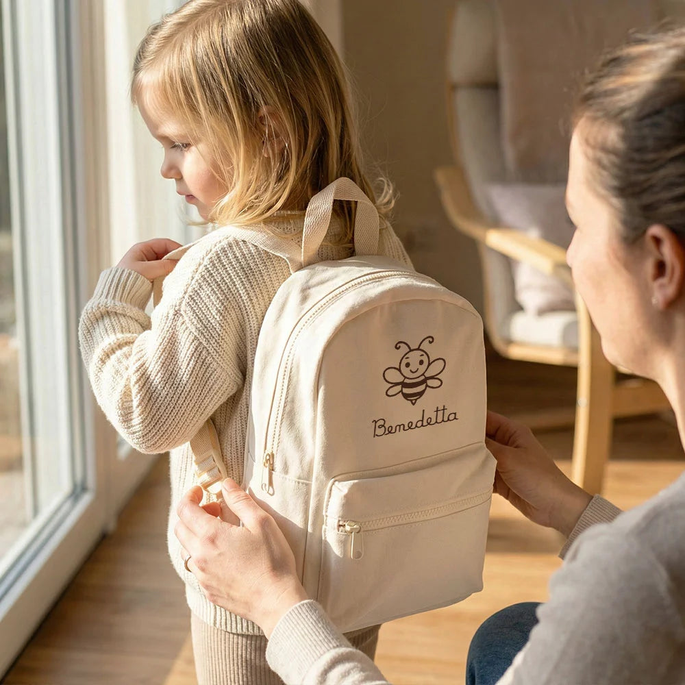 Zainetto in poliestere con tasca frontale zip e spalline regolabili