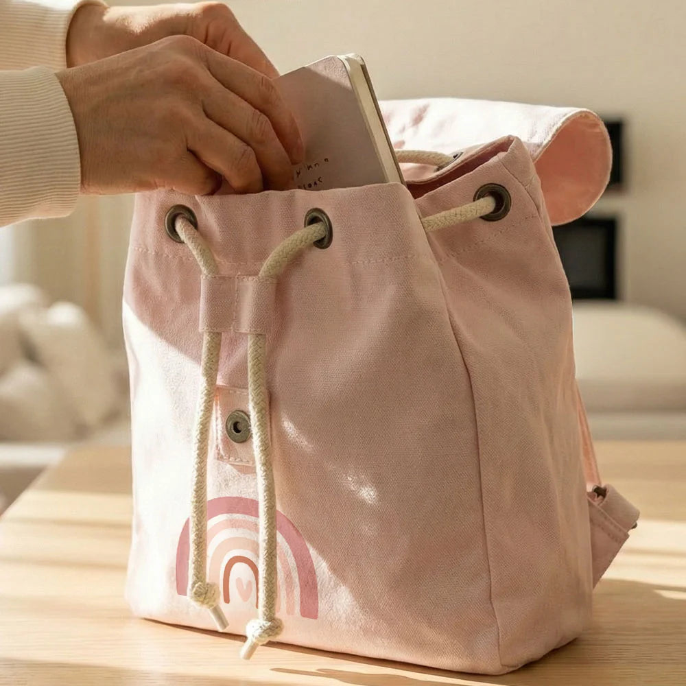 Zainetto rosa o blu con stampa nome abbinata al disegno