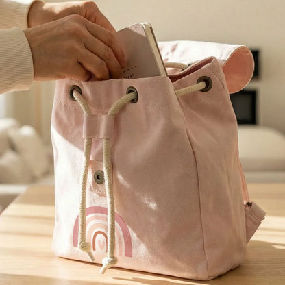 Zainetto rosa o blu con stampa nome abbinata al disegno